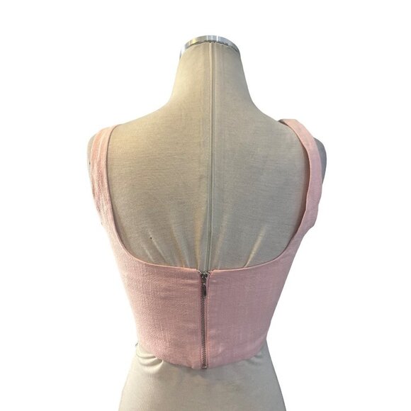 Bec & Bridge Bonnie Cut-Out Crop Top in Peony Pink 6 Womens Cropped Tank - Picture 5 of 15